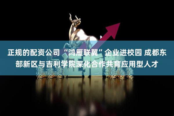 正规的配资公司 “鸿雁联翼”企业进校园 成都东部新区与吉利学院深化合作共育应用型人才